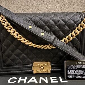 Chanel Black Quilted Bag with Gold Accents